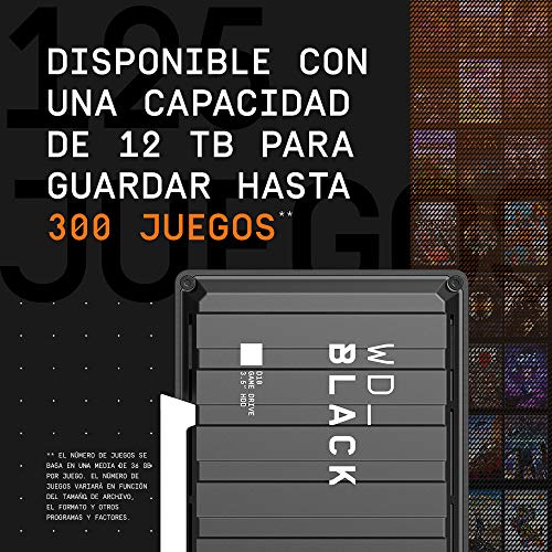 WD_BLACK D10 Game Drive para Xbox de 12 TB - 7200RPM con refrigeración activa para guardar tu enorme colección de juegos Xbox