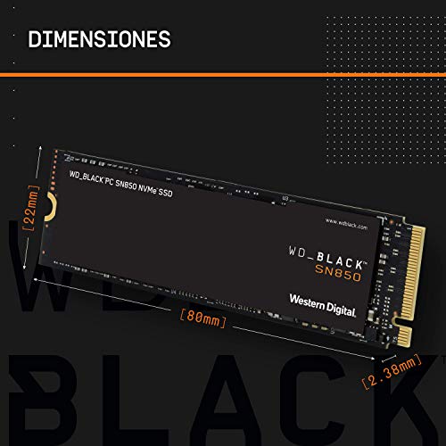 WD_BLACK SN850 de 1 TB SSD interna para juegos ; tecnología PCIe Gen. 4, velocidades de lectura de hasta 7000 MB/s, M.2 2280, 3D NAND