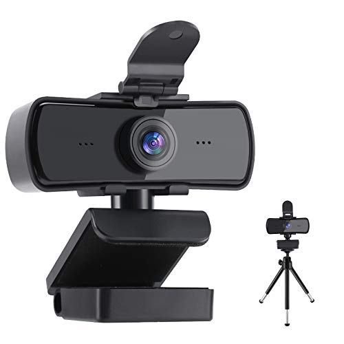 Webcam, 2K HD Cámara Web de transmisión con Cubierta de privacidad y trípode USB Plug and Play para PC Portátil para videoconferencias Grabación Soporta conferencias