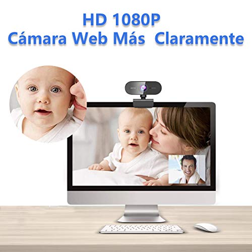 Webcam con Microfono para PC,NIYPS Camara Web 1080p HD para Portatil/Ordenador Sobremasa/Mac USB 2.0 Web CAM para Videoconferencia, Gaming, Conferencias, Grabación, Juegos con Clip Giratorio