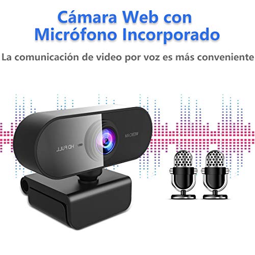 Webcam con Microfono para PC,NIYPS Camara Web 1080p HD para Portatil/Ordenador Sobremasa/Mac USB 2.0 Web CAM para Videoconferencia, Gaming, Conferencias, Grabación, Juegos con Clip Giratorio
