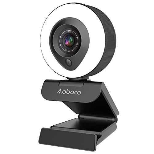 Webcam Streaming HD 1080p con micrófono dual y anillo de luz, USB Pro Web Camera Stream para Mac Windows Laptop Twitch Xbox One Skype YouTube OBS Xsplit