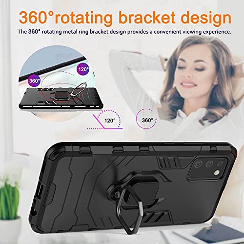 WEIOU Funda para OPPO Reno 6 5G (Reno6 5G), Anti-Rasguño Carcasa TPU Silicona y PC Shock- Absorción Bumper Caso, Protectora Case Cover con 360° Anillo Kickstand, Rojo