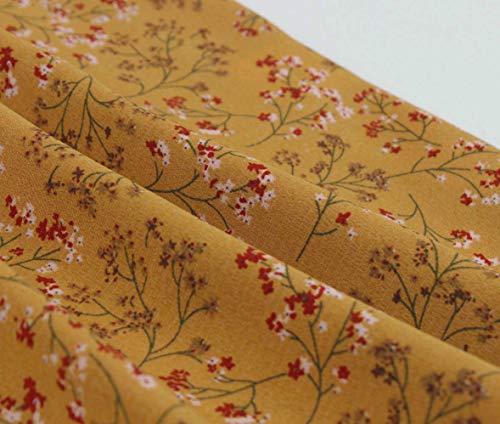 Wellwits Vestido de té vintage de los años 40 con botones florales y cuello dividido para mujer. - amarillo - 36-38
