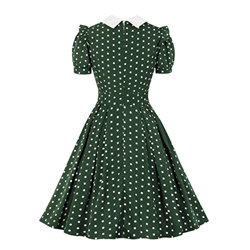 Wellwits Vestido vintage de lunares verdes con volantes para mujer - verde - 44-46