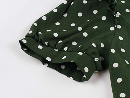 Wellwits Vestido vintage de lunares verdes con volantes para mujer - verde - 44-46