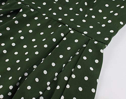 Wellwits Vestido vintage de lunares verdes con volantes para mujer - verde - 44-46