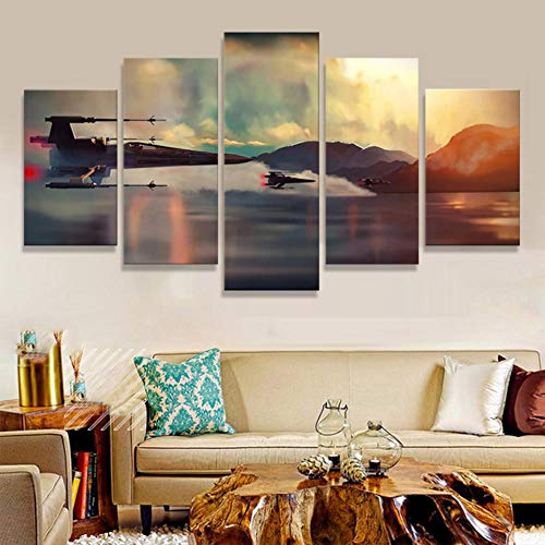 WERCV Póster de impresión artística 5 Paneles de Lienzo artístico Pinturas murales para Sala de Estar Cuadro de Pared Modular battlefiel-Size