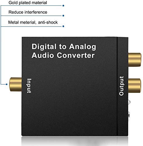 WesKimed DAC Convertidor Digital a Analógico Adaptador Audio Óptico Toslink Coaxial a RCA L/r Jack Digital a Analógico Soporte Pcm/lpcm para HDTV Ps3 Ps4 Xbox,HDTV DVD BLU-Ray Amplificador AV