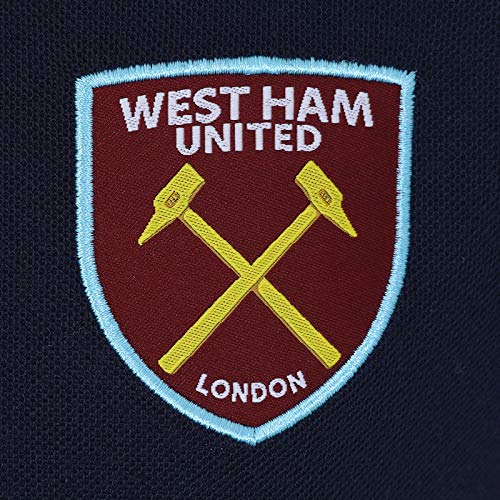 West Ham United FC - Polo Oficial para Hombre - con el Escudo del Club - Azul Marino - M