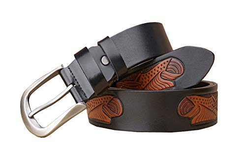 Western Eagel - Cinturón de piel con hebilla para hombre, color negro, 125 cm