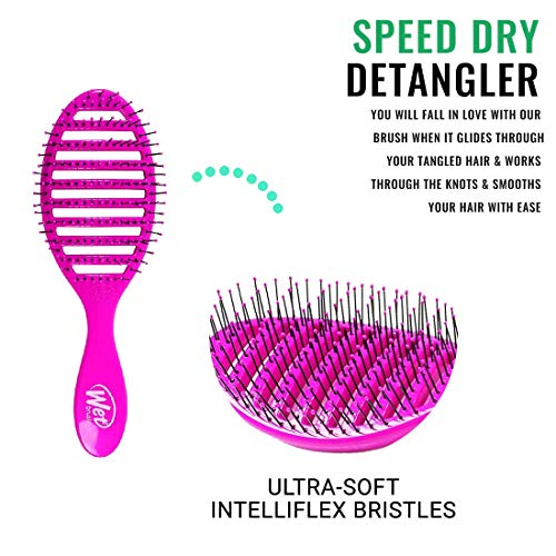 Wet Brush Desenredante de secado rápido (rosa): ergonómico, cerdas termoflexibles, secado por soplado, nudos desenredantes, sin enganche, cepillo antiestático para todo tipo de cabello
