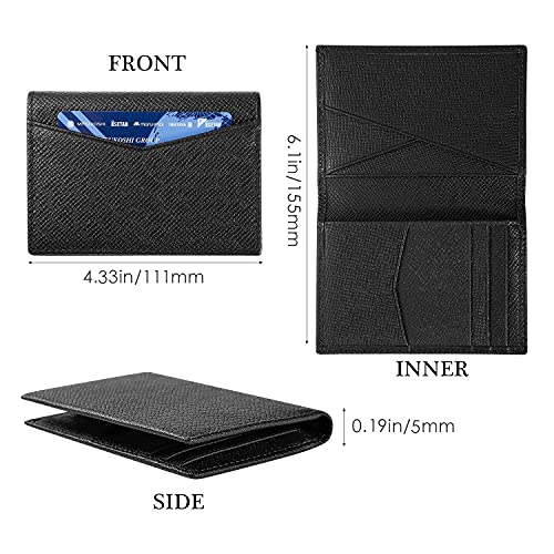 WeValley Tarjetero para ​Tarjeta de crédito, 9 Tarjetas, Bloqueo RFID, Cartera para pequeño Mujer y Hombre, Billetera de Cuero, Minimalista, Caja de Regalo (Negro)