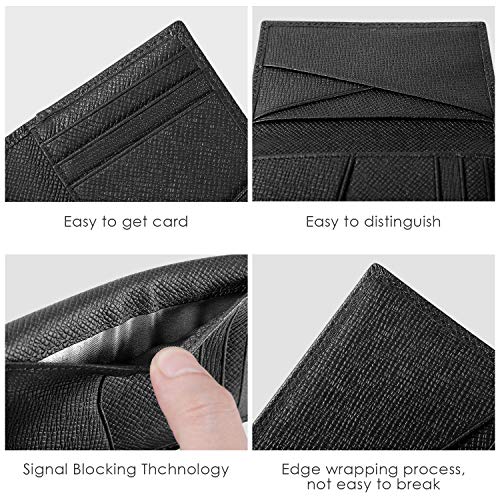 WeValley Tarjetero para ​Tarjeta de crédito, 9 Tarjetas, Bloqueo RFID, Cartera para pequeño Mujer y Hombre, Billetera de Cuero, Minimalista, Caja de Regalo (Negro)