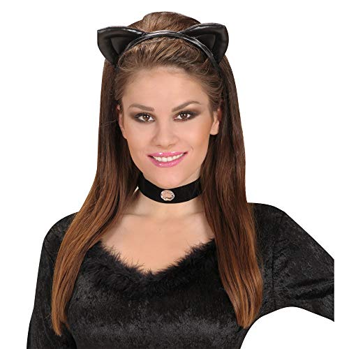 WIDMANN Catwoman Diadema orejas de gata Adulto mujer, Negro, One Size, 2321 A