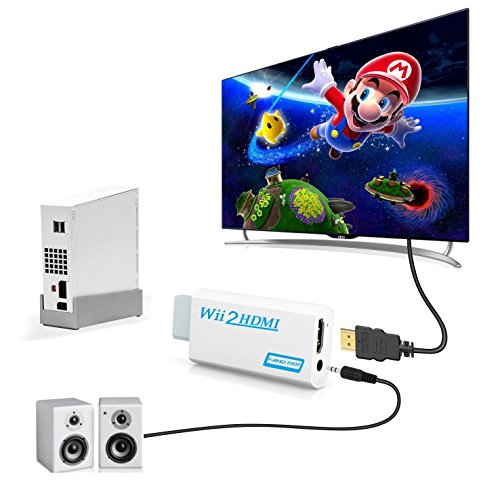 Wii a HDMI adaptador, gana Wii a HDMI convertidor conector con salida de vídeo de 1080p/720p y 3,5 mm Audio - Soporta todos los modos de visualización de Wii