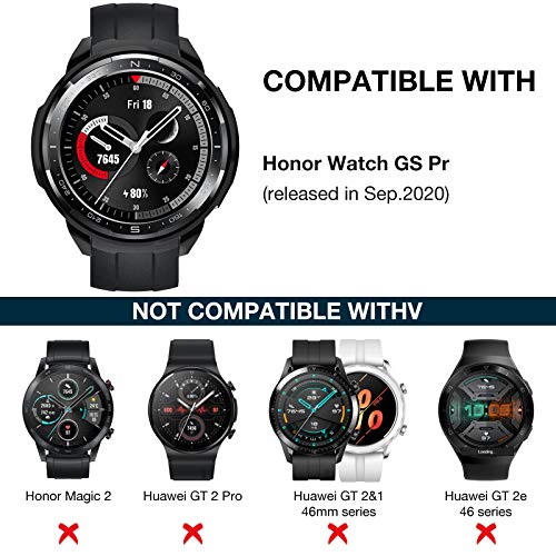 Wiki VALLEY Funda compatible con Huawei Honor Watch GS Pro 46 mm Funda, Hard PC Protección Resistente a los arañazos Pack 2 (Negro & Negro)