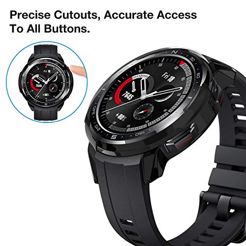 Wiki VALLEY Funda compatible con Huawei Honor Watch GS Pro 46 mm Funda, Hard PC Protección Resistente a los arañazos Pack 2 (Negro & Negro)
