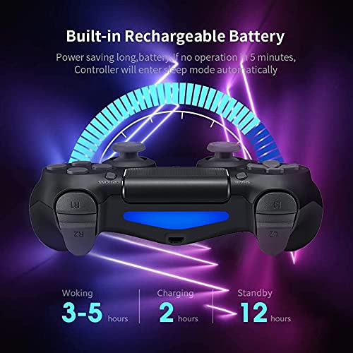Wireless Controller for PS4, , Rechargeable Battery Bluetooth Joystick Gamepad, Touch Panel Joypad Six-axis Dual Vibration Game Remote Control Gamepad Joystick for PlayStation 4/PS4 Slim/Pro/PS3/PC