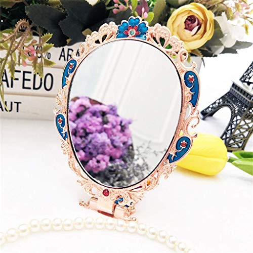 WLABCD Espejo Juego de Peine de Espejo de Metal Redondo Vintage Juego de Peine de Espejo de Tocador de Mano Antiguo Juego de Peine de Espejo de Tocador Antiguo Retro de Re Adornado Mini Juego de Pein