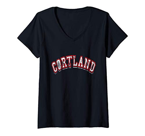 Womens Cortland - New York Varsity Style - Crown City Vintage Gift Camiseta Cuello V