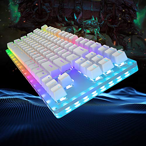 Womier K87 Mechanical Gaming Keyboard 60% Hot Swappable Keyboard Partitioned RGB Backlit Compact 87 Keys for PC PS4 Xbox One Mac (Red Switch,White)