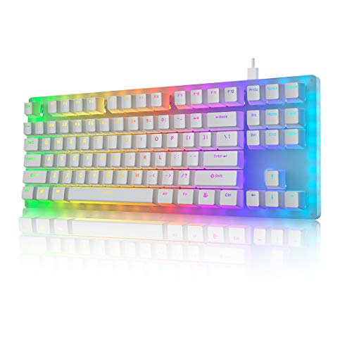 Womier K87 Mechanical Gaming Keyboard 60% Hot Swappable Keyboard Partitioned RGB Backlit Compact 87 Keys for PC PS4 Xbox One Mac (Red Switch,White)