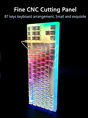Womier K87 Mechanical Gaming Keyboard 60% Hot Swappable Keyboard Partitioned RGB Backlit Compact 87 Keys for PC PS4 Xbox One Mac (Red Switch,White)