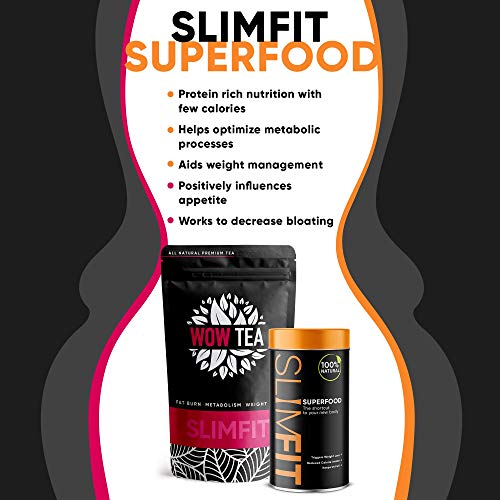 WOW TEA: Dual Té & Superalimentos de Reemplazo Comida | Tés Detox y Para Adelgazar | 9 Superalimentos | Perdida de Peso Natural | Té de Hojas Sueltas de Hierbas Orgánicas | 300g, Made in EU