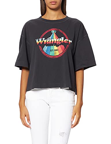 Wrangler Boxy tee Camiseta, Worn Black, L para Mujer