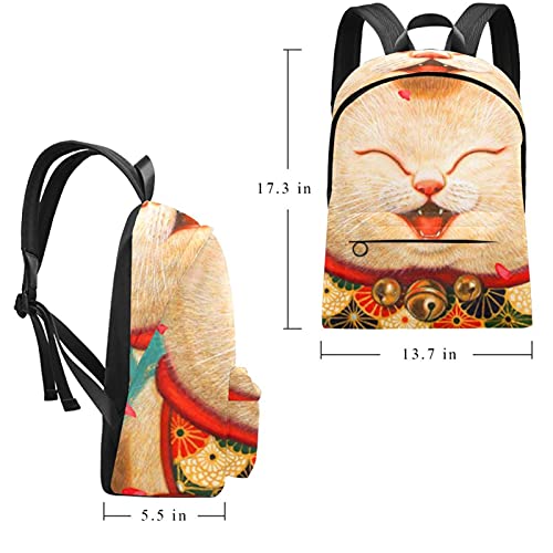 wuqiandian Mochilas para mujeres Hombres Bolsa de viaje Mochila Lindo gato de la fortuna Mochila Universitaria