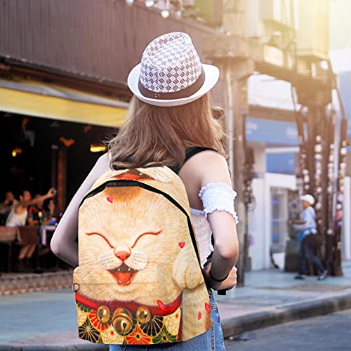 wuqiandian Mochilas para mujeres Hombres Bolsa de viaje Mochila Lindo gato de la fortuna Mochila Universitaria