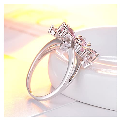 WWWL Anillo Abierto Mujer, Sakura Princesa Anillos de Compromiso for joyería de Novia Blossom de Cerezo romántico Zircon Lady Anillos (Color : Pink, Size : 7)