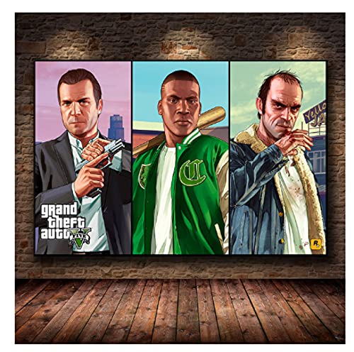 WZGJZ Rompecabezas 1000 Piezas Klassisk Grand Theft Auto V Game Art Wall Poster GTA 5 Poster Wall Art para Adultos Juegos Educativos Regalos Mu143Qz