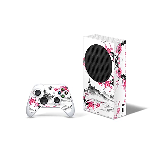 X1 Series S Skin by 46 North Design, 3M Technology Same Decal Quality for Cars, Templo Anime Japón Sakura Blanco Rosa, Durable, 2 Controller Skins 1 Console Skin, Made in Canada