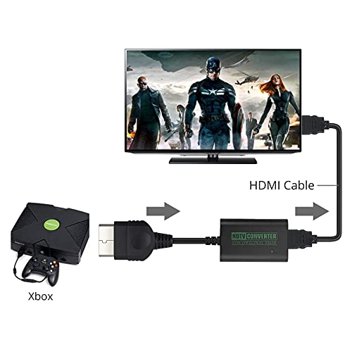 Xbox a HDMI Convertidor de Xbox a HDMI Entrada 480p 720p 1080i Adaptador Xbox a HDMI con Carcasa de Aluminio Enchufar y Usar con Cable HDMI para Xbox Original HDTV Monitor Proyector