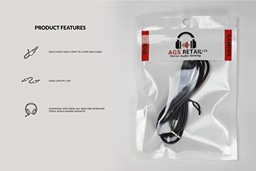 Xbox® Live XBL, Chat Straight Talkback Controller Cable Turtle Beach & Astro Gaming HEADSETS - 1m Lead - Xbox 360/Live - Gold Plated.