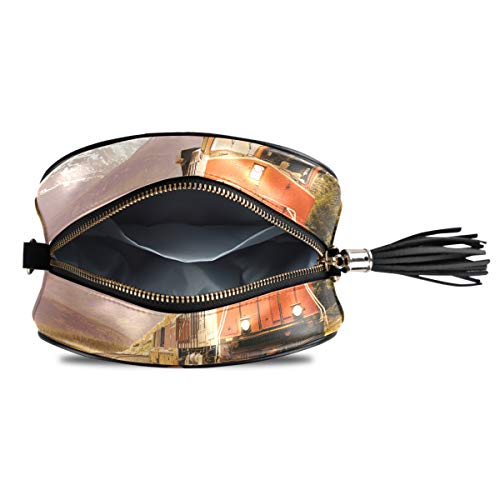 XiangHeFu Coin Case Purse Passport Phone Bag Large Capacity Wallet Card Holder Sunset Old Steam Train10