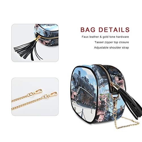 XiangHeFu Ladies Large Capacity Coin Case Card Holder Purse Wallet Old Steam Train Scenery Phone Bag