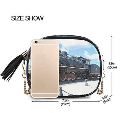 XiangHeFu Ladies Large Capacity Coin Case Card Holder Purse Wallet Old Steam Train Scenery Phone Bag