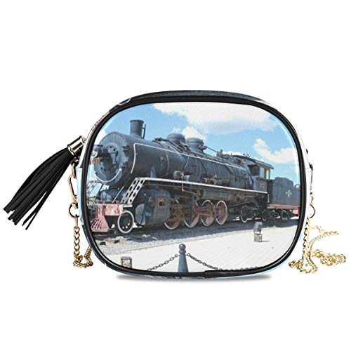 XiangHeFu Ladies Large Capacity Coin Case Card Holder Purse Wallet Old Steam Train Scenery Phone Bag