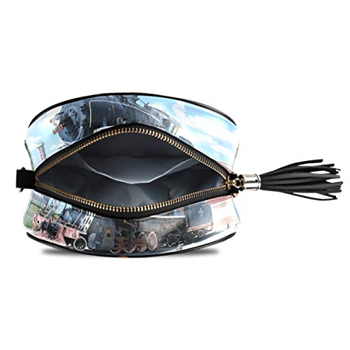 XiangHeFu Ladies Large Capacity Coin Case Card Holder Purse Wallet Old Steam Train Scenery Phone Bag