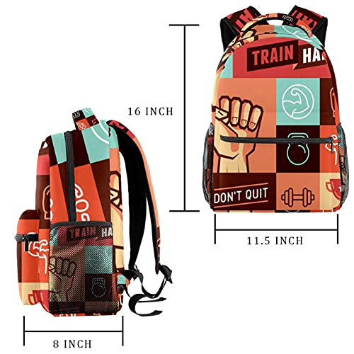 XiangHeFu Mochila escolar para niñas niño caminata al aire libre bolsa de viaje mochila gimnasio de fragmento de entrenamiento no renuncias Mochila estampada