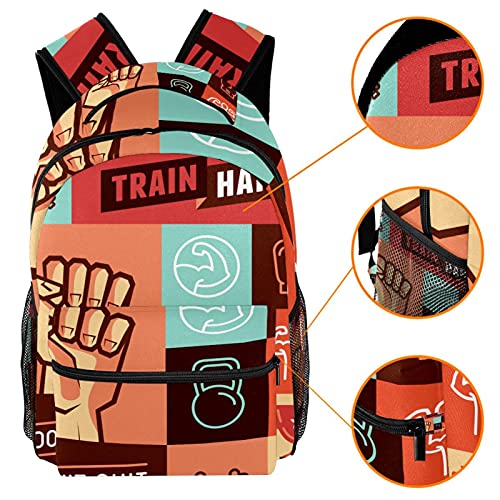 XiangHeFu Mochila escolar para niñas niño caminata al aire libre bolsa de viaje mochila gimnasio de fragmento de entrenamiento no renuncias Mochila estampada