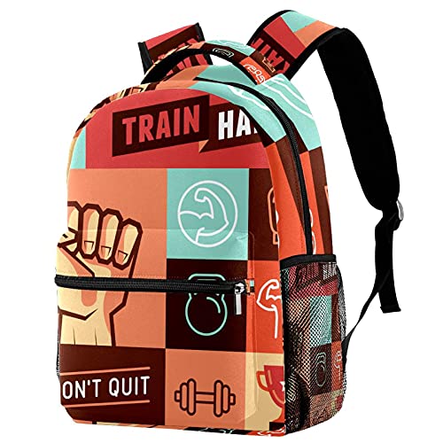 XiangHeFu Mochila escolar para niñas niño caminata al aire libre bolsa de viaje mochila gimnasio de fragmento de entrenamiento no renuncias Mochila estampada