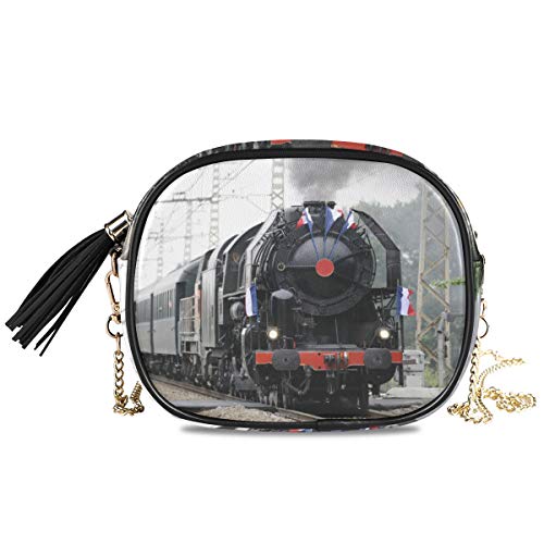 XiangHeFu Old Steam Train Track Large Capacity Organizer Phone Bag Card Holder Wallet Coin Case Purse