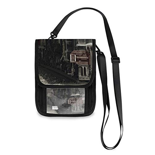 XiangHeFu Phone Bag Leather Classic Old Steam Train4 Card Holder Wallet Coin Case Purse Large Capacity