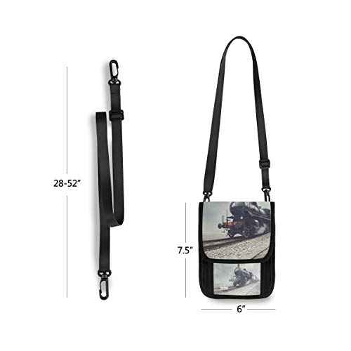XiangHeFu Purse Cute Wallet Card Holder Art Steam Train Coin Case Phone Bag Large Capacity