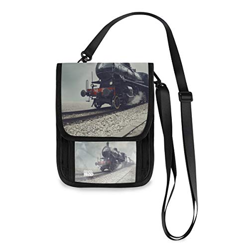 XiangHeFu Purse Cute Wallet Card Holder Art Steam Train Coin Case Phone Bag Large Capacity