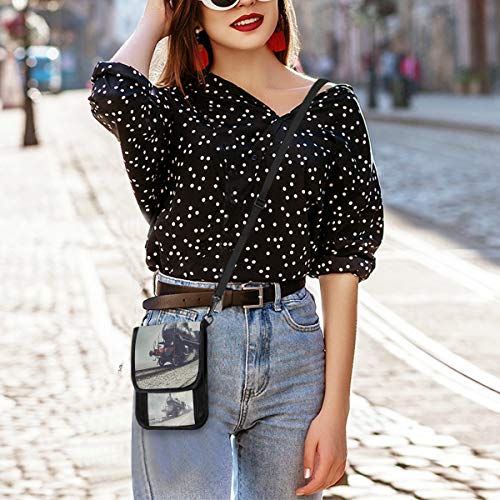 XiangHeFu Purse Cute Wallet Card Holder Art Steam Train Coin Case Phone Bag Large Capacity